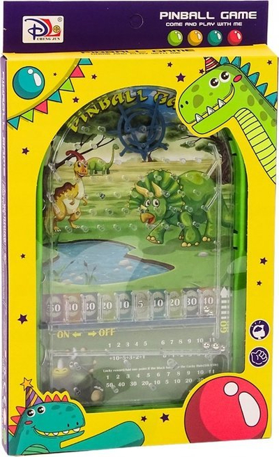 Loja tavoline pinball me dinosaurë, me bazament, jeshile
