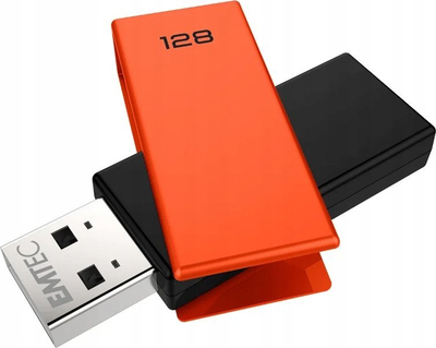 USB flash Emtec C350 Brick, 128GB, USB 2.0 Type A, portokalli me të zezë