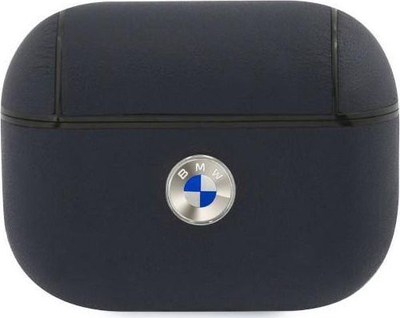 Mbulesë mbrojtëse BMW nga lëkurë origjinale për AirPods Pro, lëkurë e vërtetë, navy blue
