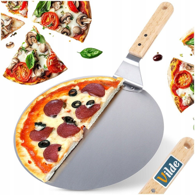 Pala për picë Vilde Pizza Peel Steel, çelik inoks, me dorezë dru, 48.5x30.5 cm
