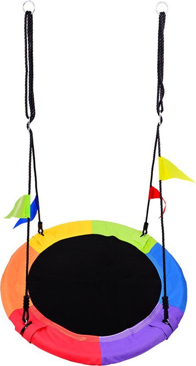 Lëkundëse Stork Nest Funfit, diametër 110cm, kapacitet 150kg, shumëngjyrëshe