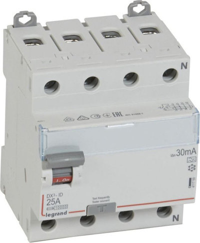 Ndërprerës diferencial Legrand DX3 P304, 4P, 25A 30mA, i bardhë