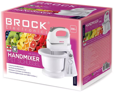 Mikser dore me enë Brock HMB 3009 WH, 300W, 2L, i bardhë