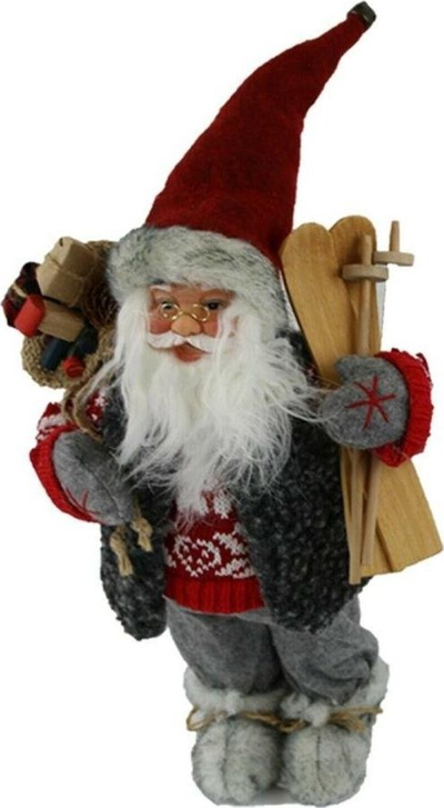 Figurinë dekorative Christmas Gifts Santa Doll, 30 cm, Babagjysh me rroba tradicionale, shumëngjyrëshe