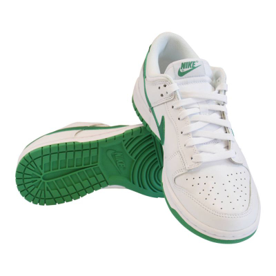 Patika Nike Dunk Low Medium Olive për femra, lëkurë, e bardhë ulliri