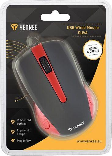 Maus Yenkee YMS, me kabllo, USB, i zi dhe i kuq