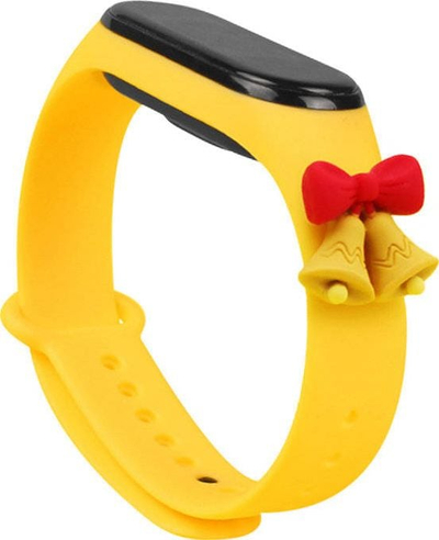 Rrip dore i zgjuar Hurtel Strap Xmas për Xiaomi Mi Band 4 edhe Mi Band 3, silikon, me motive Krishtlindjesh, i verdhë