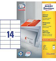 Самолеплива етикета Авери Цвекформ 3477, А4 210 x 297 mm, 14 етикети по лист, бели