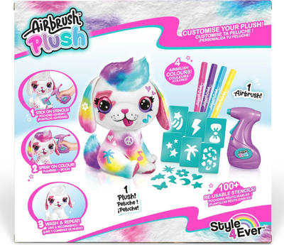 Lodër kreative Airbrush Plush Puppy, set me aerograf, 4 ngjyra, shumëngjyrëshe