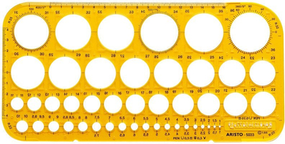 Shabllon rrethash Aristo Circle Template, 1–36 mm, 45 rrethe