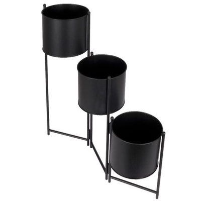 Stendë lulesh Vilde Flower Stand, 3 nivele, metal, e zezë mat
