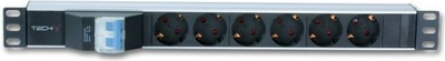 Prizë zgjatëse me siguresë Techly PDU, 19 ", 1U, 6 priza