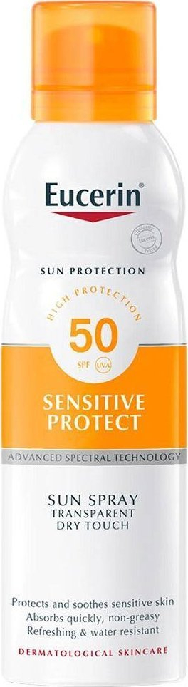 Spraj krem-djelli trupor Eucerin Sensitive Protect, SPF 50, 200ml, transparent
