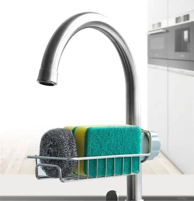 Organizues lavamani për rubinet Kitchen, raft çelik inox, i argjendtë