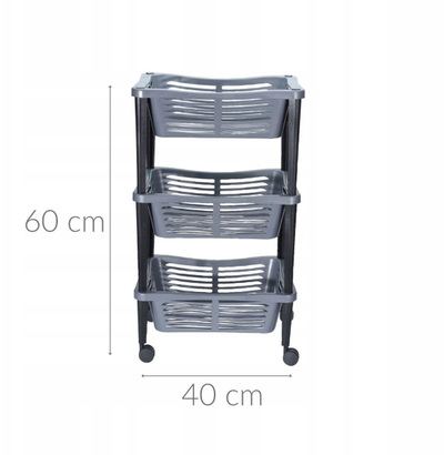 Rafte karroce me rrota Cart Shelf Rack, 3 nivele, e bardhë