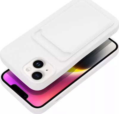 Kuti telefoni Forcell Card Slot për iPhone 14, me xhep për karta, e bardhë