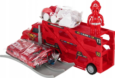 Set lodrash MEGA CREATIVE Fire Brigade 543853, kamion transporti me gjoja, plastik, i kuq