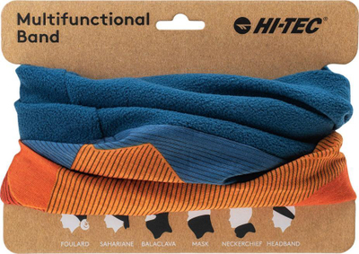 Shall qafe multifunksional HI-TEC RINE, i trashë, poliester, portokalli me blu