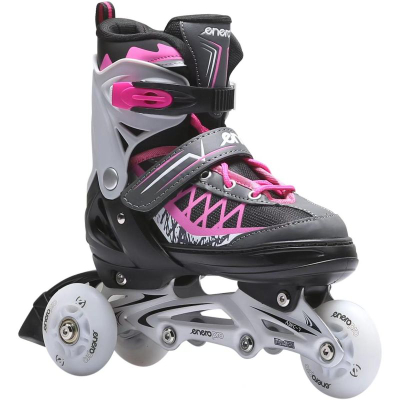 Patina inline Enero PRO LED 4 në 1, të rregullueshme 30-33, me LED, rozë me të zezë