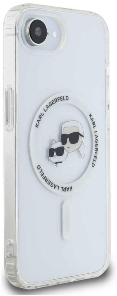 Kутија за заштита Karl Lagerfeld IML Metal Karl and Choupette, за iPhone 16E, MagSafe, бела