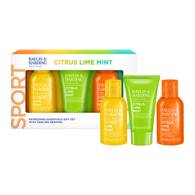 Set Baylis & Harding Citrus, Lime & Mint, xhel larës për trup dhe flokë, 100 ml + pastrues për fytyrë, 100 ml + balsam pas rroje, 50 ml