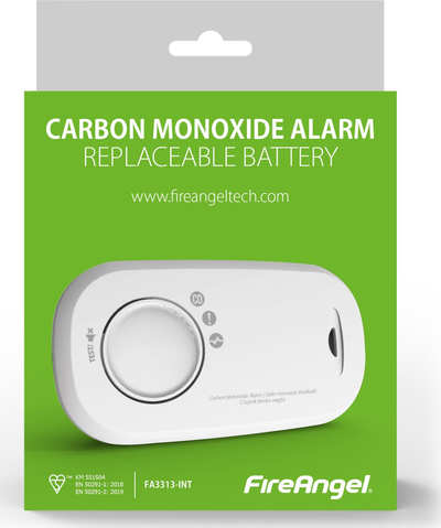 Detektor monoksidi karboni Fireangel FA3313, alarm 85 dB, me bateri, i bardhë