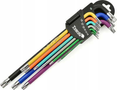 Set çelësa Torx Tvardy S2 T10 T50, 9 copë, shumëngjyrësh