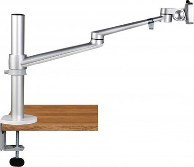 Крака за монитор Spire Arm Basic, 27", монтажа на маса, сребрено-бел
