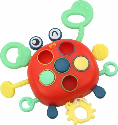 Lodër kafshuese sensoriale Leantoys Crab, interaktive, për foshnje, e kuqe