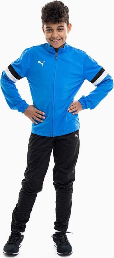 Trening për kalamaj Puma Team Rise Jr 658655 02, poliester, xhaketë me zinxhir, blu me të zezë