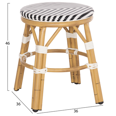 Stol i rrumbullakët Chino prej alumini Φ36x46Hcm (HM6285.03), bardhë/ zezë