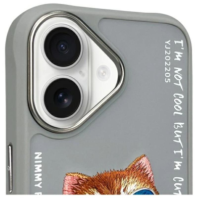 Futrollë Nimmy Glasses Cool Cat për iPhone 16 6.1", TPU PC, gri
