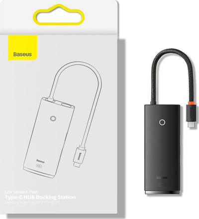 Dock USB C Baseus Lite Series WKQX050102, 6 në 1, HDMI 4K, gri