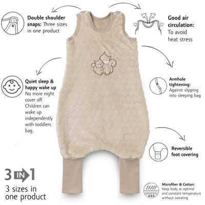 Thes gjumi për fëmijë Kenguru Gold Popcorn Squirrel, TOG 2, 6-24m, bezhë