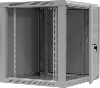 Kabinet muri Netrack F-Line RACK 19" 12U, 600 mm, derë xhami, gri