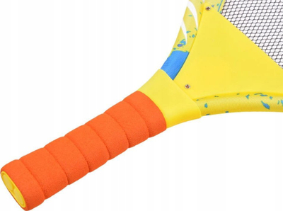 Set raketash plazhi 782915, 2 raketa me rrjetë, me top edhe shuttlecock, shumëngjyrësh