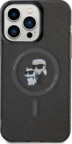 Kllëf telefoni Karl Lagerfeld Karl & Choupette, për iPhone 15 Pro Max, MagSafe, i zi