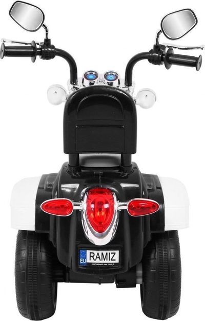 Motoçikletë elektrike për fëmijë Ramiz Chopper Night Bike, 6V, 4 km/h, e bardhë