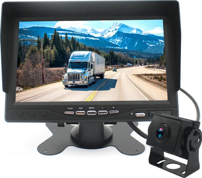 Monitor parkimi për makinë AHD, 7", 4 kamera 4PIN, 12V 24V, i zi