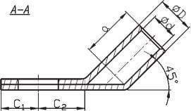 Terminal unazor këndor 45° Ergom K45R 120mm², vrimë M10, bakër i kallajosur