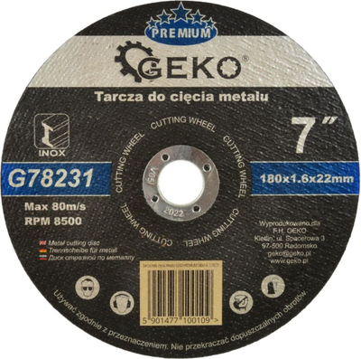 Disk prerës metalik Geko PREMIUM 180x1.6 Inox