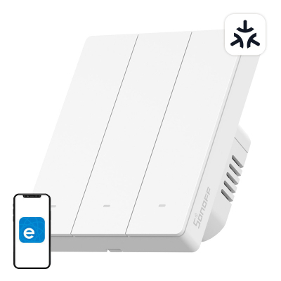 Ndërprerës muri i mençur Sonoff M5-3C-80W, WiFi Matter, 3 kanale, i bardhë