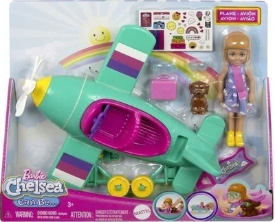 Сет играчка Барби Челси Can Be Plane, авион со 2 седишта, кукла и аксесоари, повеќебојна