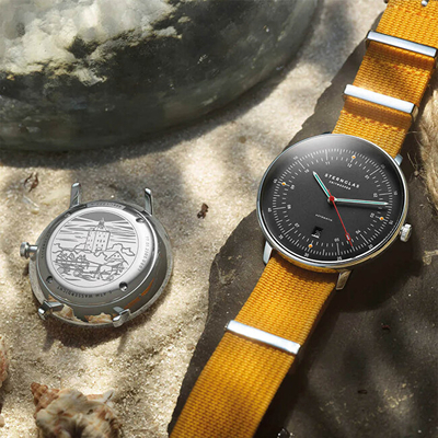 Orë dore për meshkuj Sternglas Limited Edition Hamburg Edition Neuwerk Automatik S02-HHN11-FI01, e verdhë/ e zezë