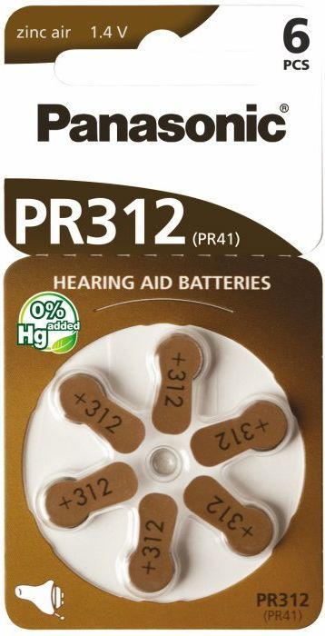 Set bateri për aparat dëgjimi Panasonic PR41, 6 copë
