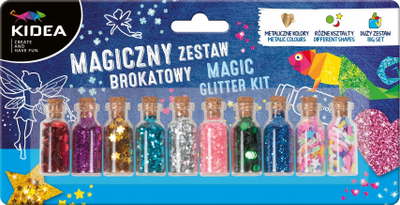 Set artizanal Kidea Magic Glitter Kit, 10 shisheza, ngjyra shumëngjyrëshe