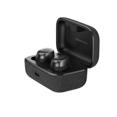 Kufje sportive wireless Sennheiser Momentum MTW4, Bluetooth, me heqje aktive t’zhurmës, ngjyrë e zezë grafit