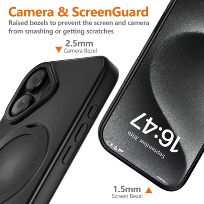 Kapak telefoni Tech-Protect Magring MagSafe, për iPhone 16, unazë 360°, i zi matte