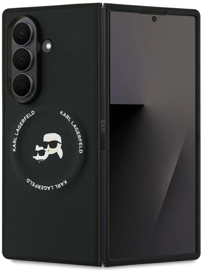 Kapak telefoni Karl Lagerfeld Karl &amp; Choupette Logo MagSafe, për Samsung Galaxy Z Fold7, i zi