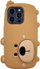 Kllafë mbrojtëse 3D Bear me stand për iPhone 14 Pro, silikoni, kafe